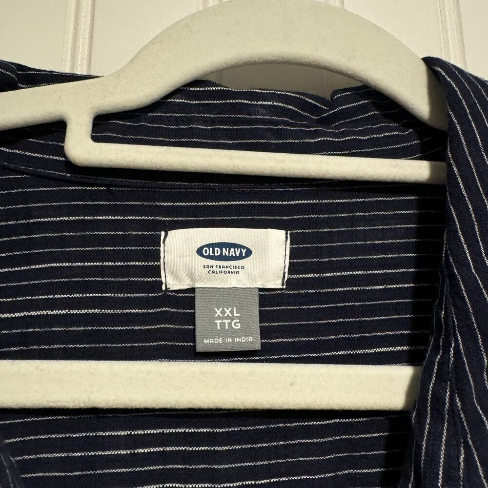 Old Navy Striped Popover Shirt Dress Navy Blue Size XXL - Picture 4 of 6